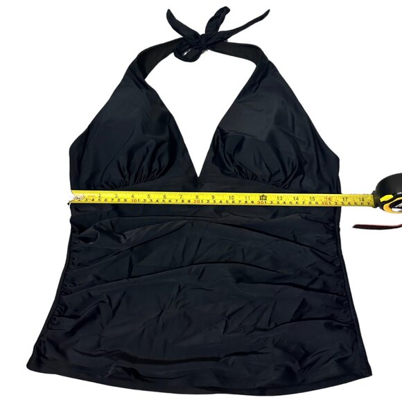 Women's Plus Size Ruched Black Tankini Swimsuit Top Size 18 - Picture 8 of 12